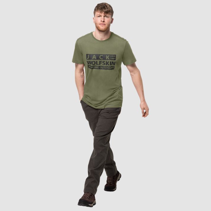 Jack Wolfskin Mens Brand T-shirt Olive 137984RCJ